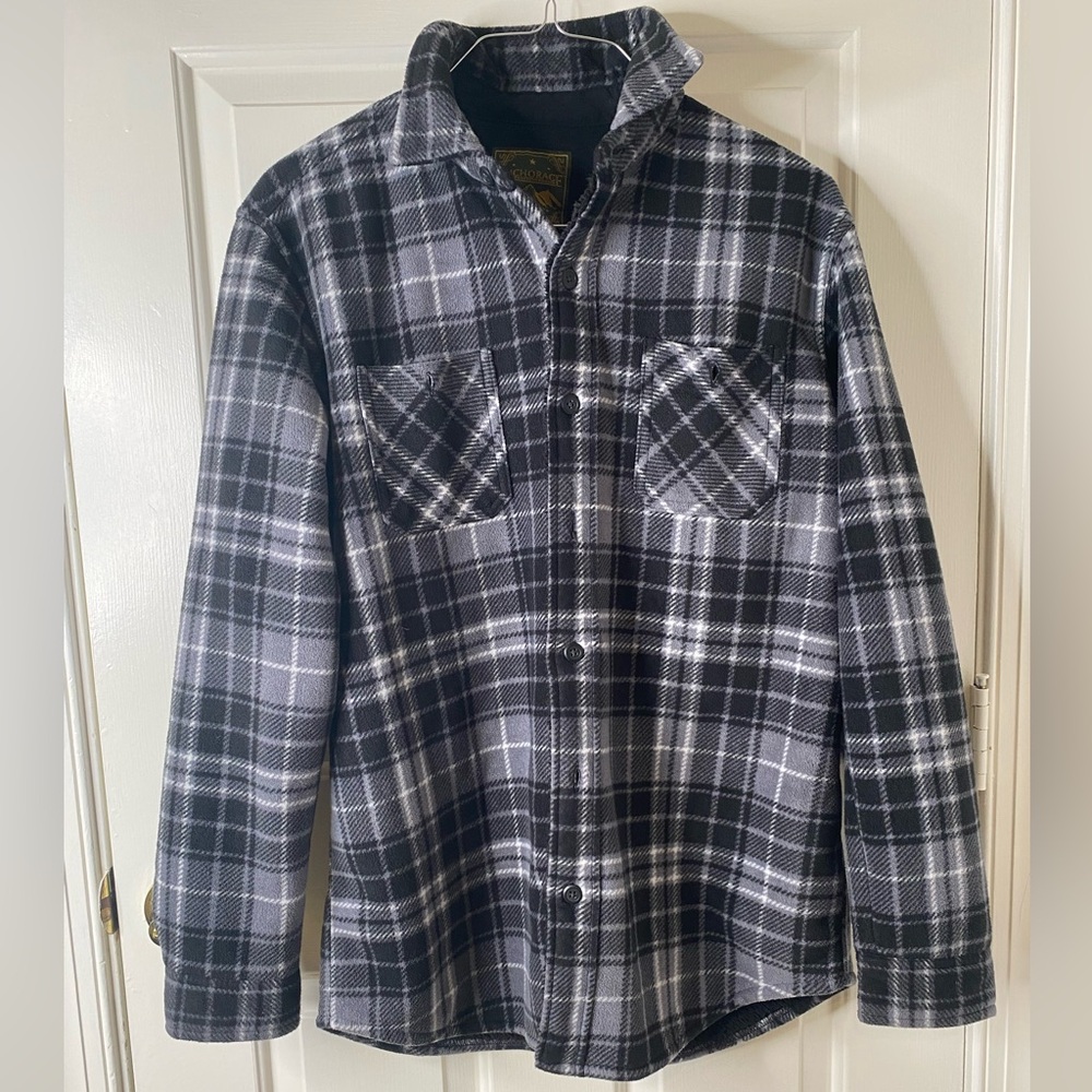 ANCHORAGE expedition brand Sherpa Lined gray flannel jacket size small